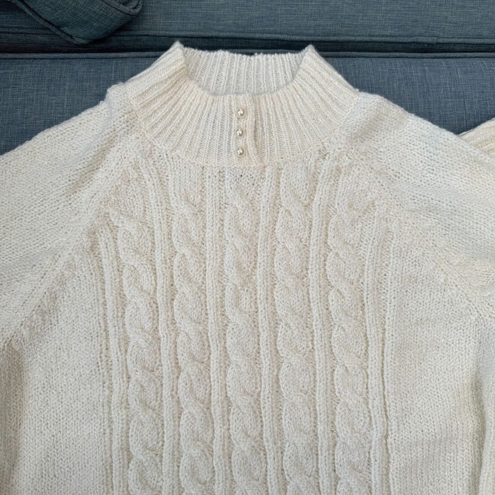 Karen Scott Knit top pearl button White PL Preppy Business - Picture 5 of 7